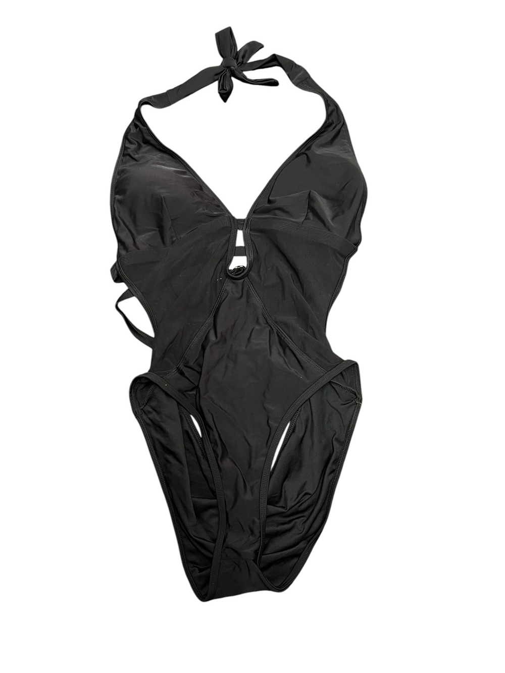 New Cupshe Black Cutout Halter‎ One-Piece Swimsuit Bikini Swim Summer Beach